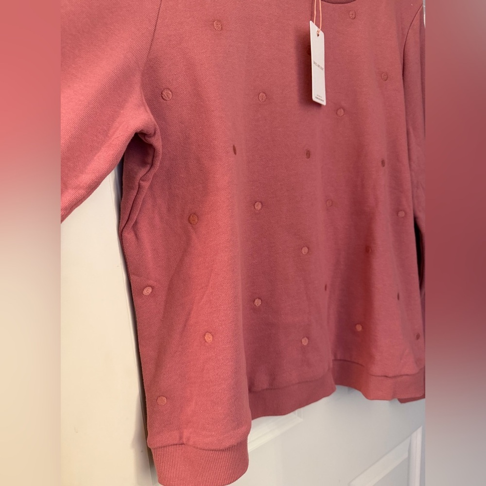 NWT Skies Are Blue Jana Embroidered Polka Dot Sweatshirt, Pink, XL - Picture 4 of 9
